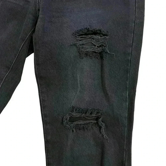 Black distressed button fly size 28 high rise straight jeans - Picture 3 of 13